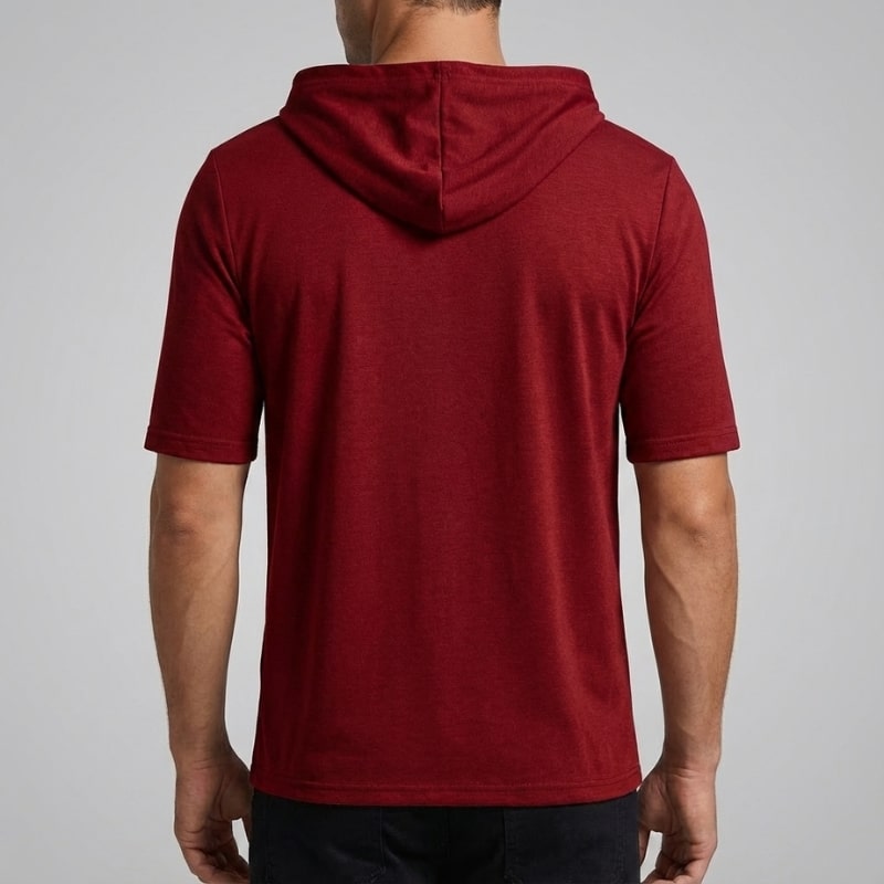 Stefan Men’s Hooded Shirt – Stretch-Knit Cotton with Asymmetrical Hem