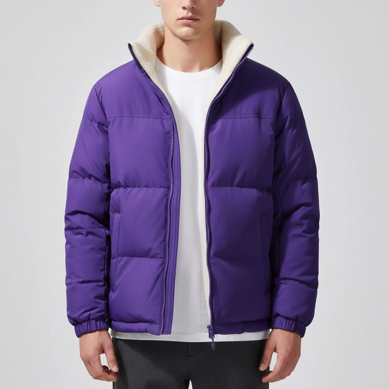 Ruben Men’s Reversible Puffer Jacket – Sherpa Fleece & Quilted Jacket