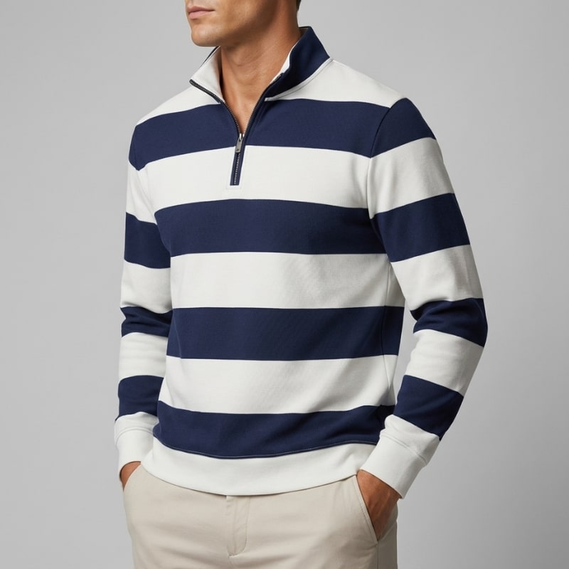 Connor Men’s Quarter-Zip Sweater – Medium-Weight Cotton Knit with Relaxed Fit Pullover