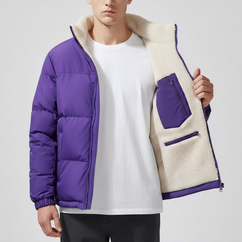 Ruben Men’s Reversible Puffer Jacket – Sherpa Fleece & Quilted Jacket