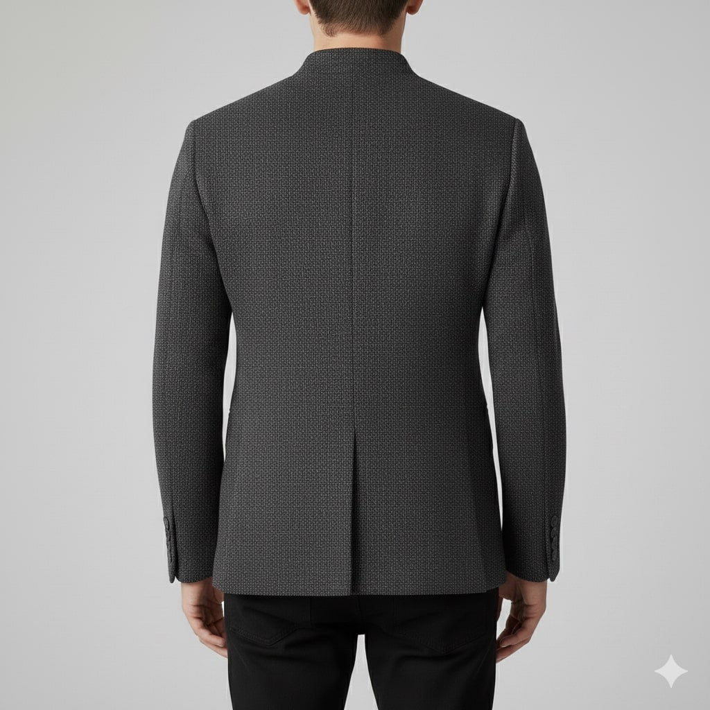 Armand Men’s Lightweight Jacket – Wool-Blend Stand Collar Coat with Slim Fit Design