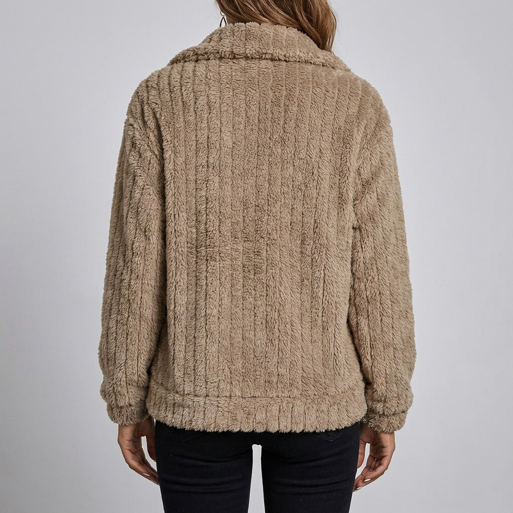 Leyla Women’s Faux Fur Jacket – Elegant Plush Outerwear for Winter Layering