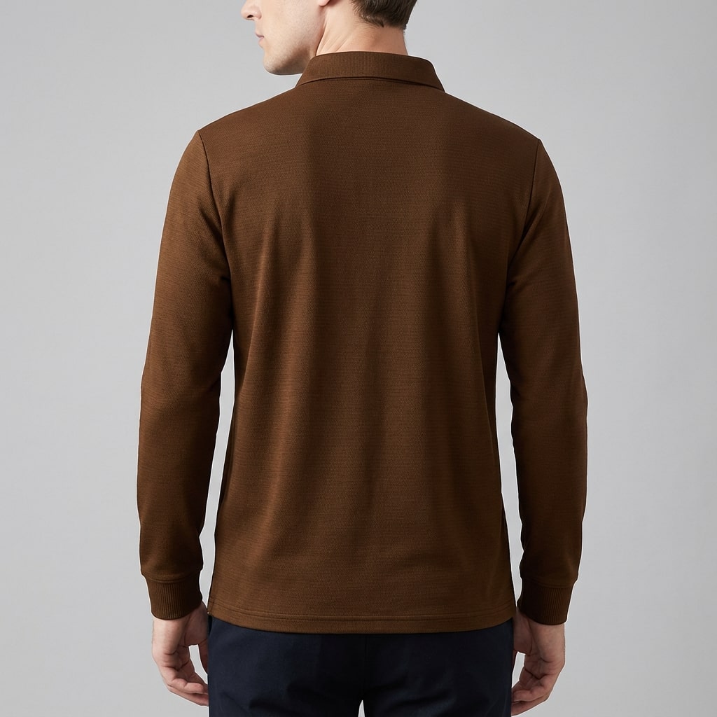 Eren Men’s Long Sleeve Polo – Soft Woven Fabric with Structured Collar