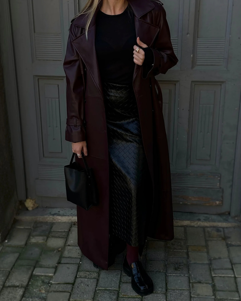 Oksana | Women’s Winter Leather Maxi Trench Coat