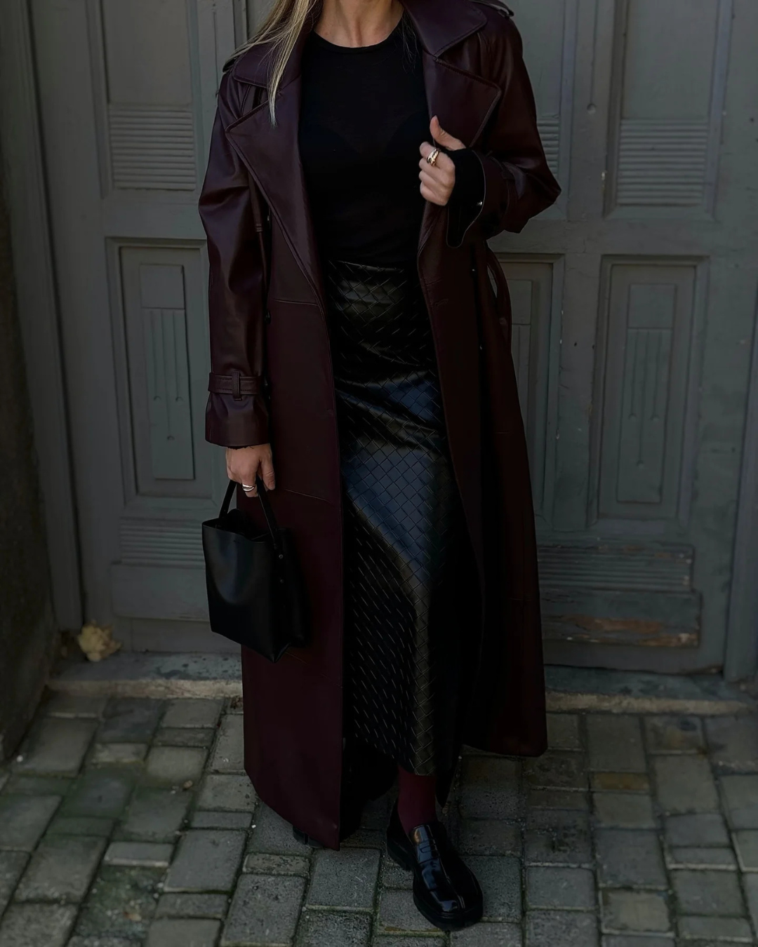 Oksana | Women’s Winter Leather Maxi Trench Coat
