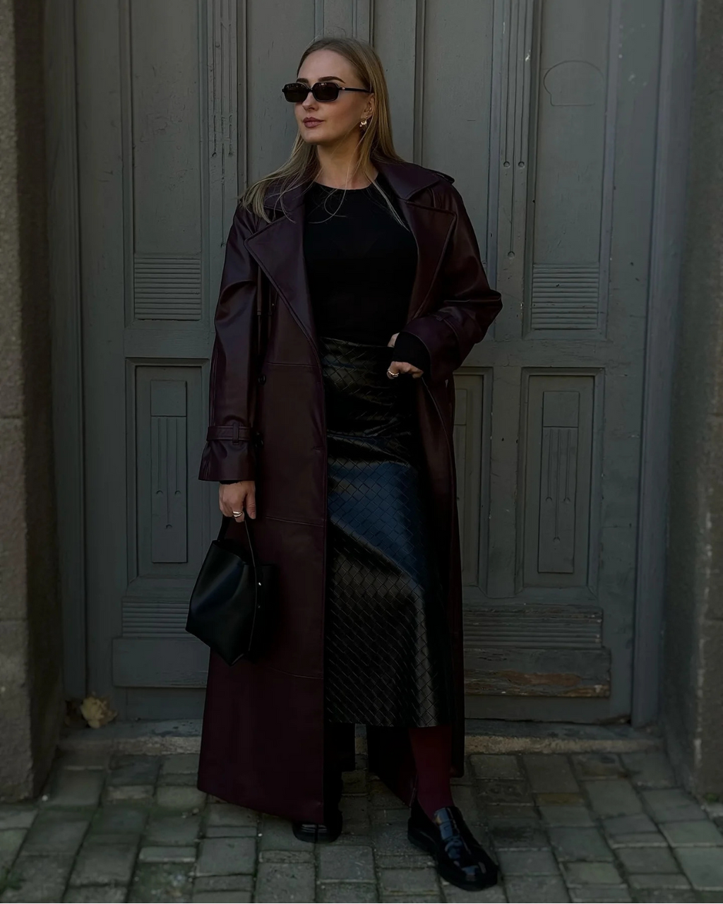 Oksana | Women’s Winter Leather Maxi Trench Coat