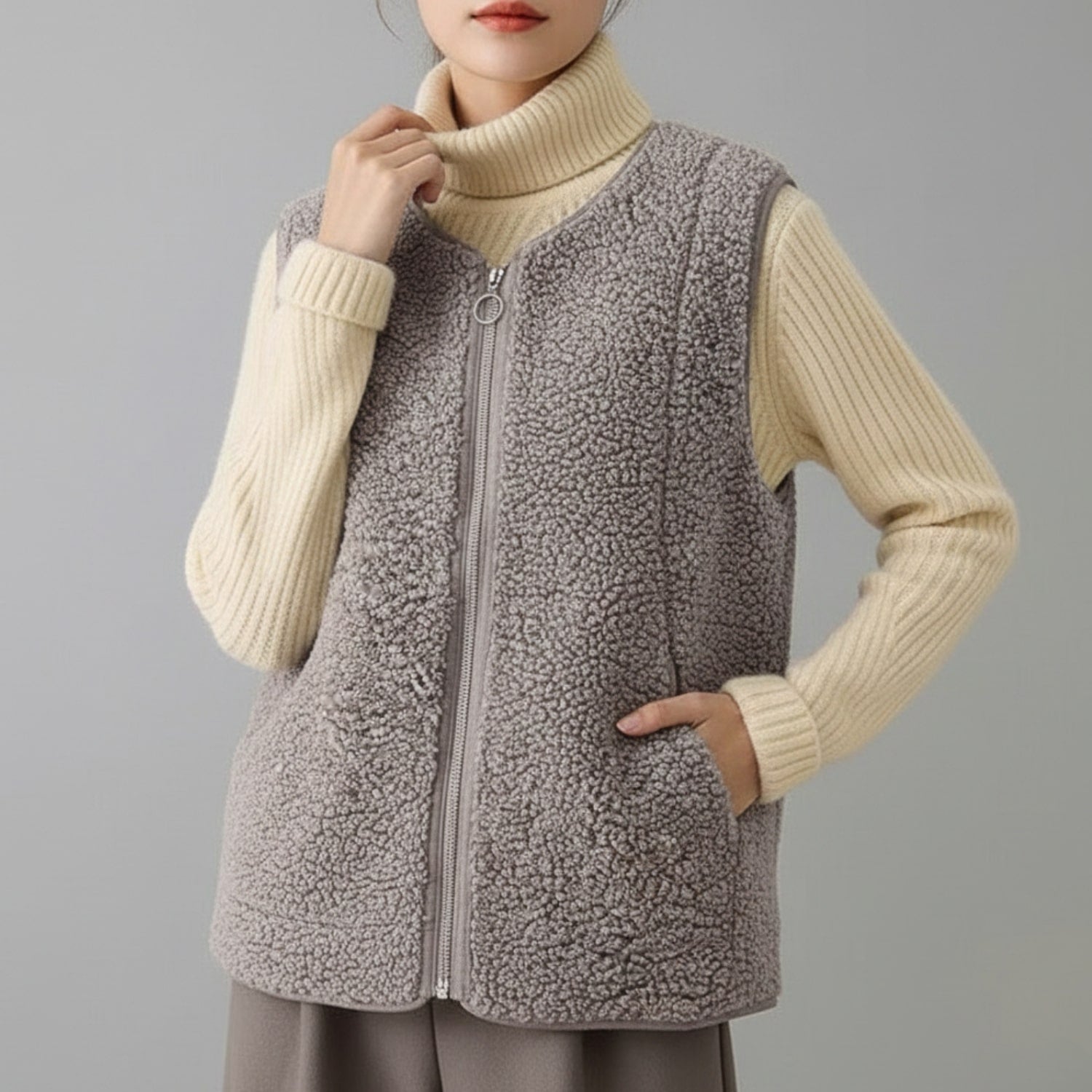 Estelle Women’s Fleece Vest – Plush Shearling Vest Lightweight Layer