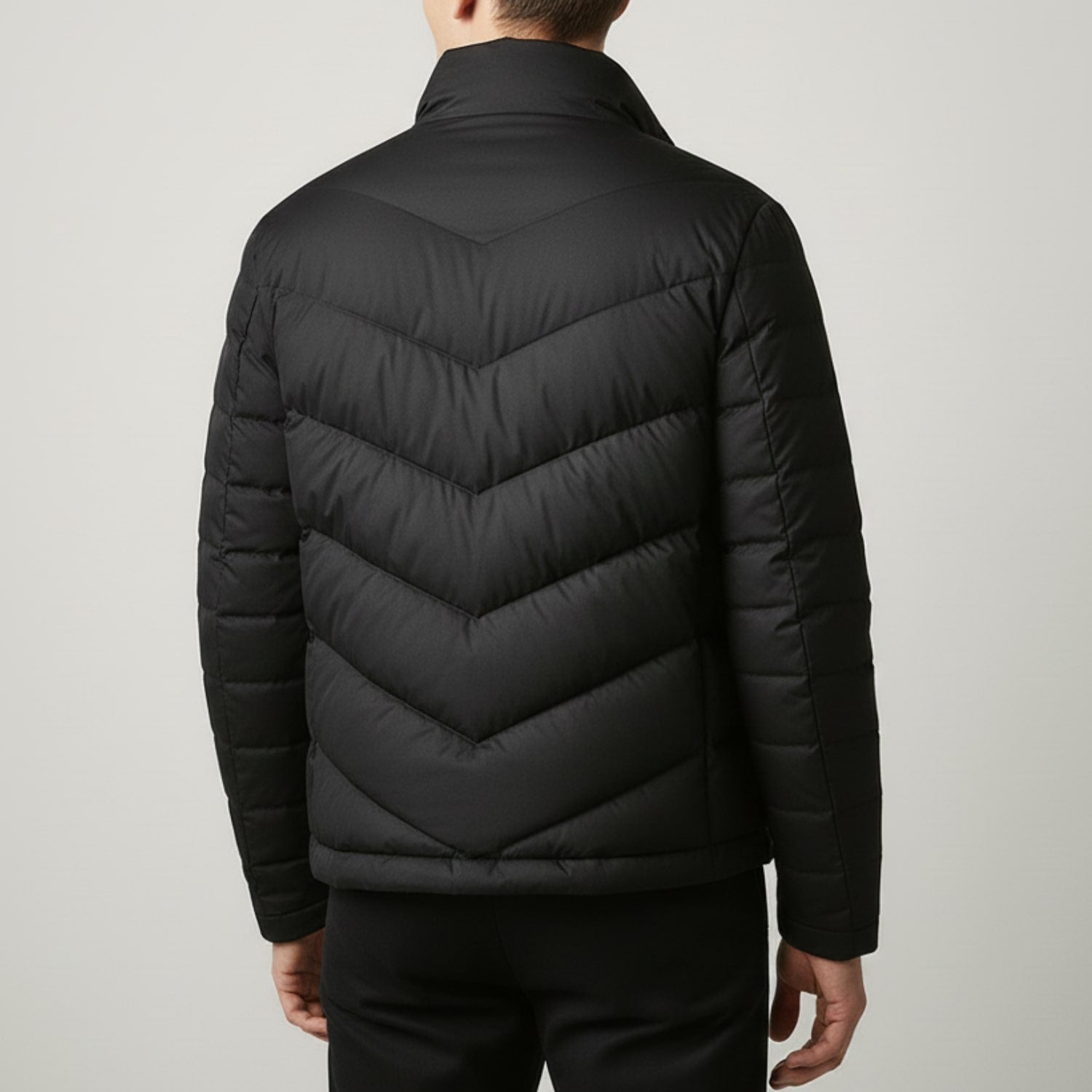 Alessandro Men’s Puffer Jacket – Lightweight Down Coat with Chevron Quilting