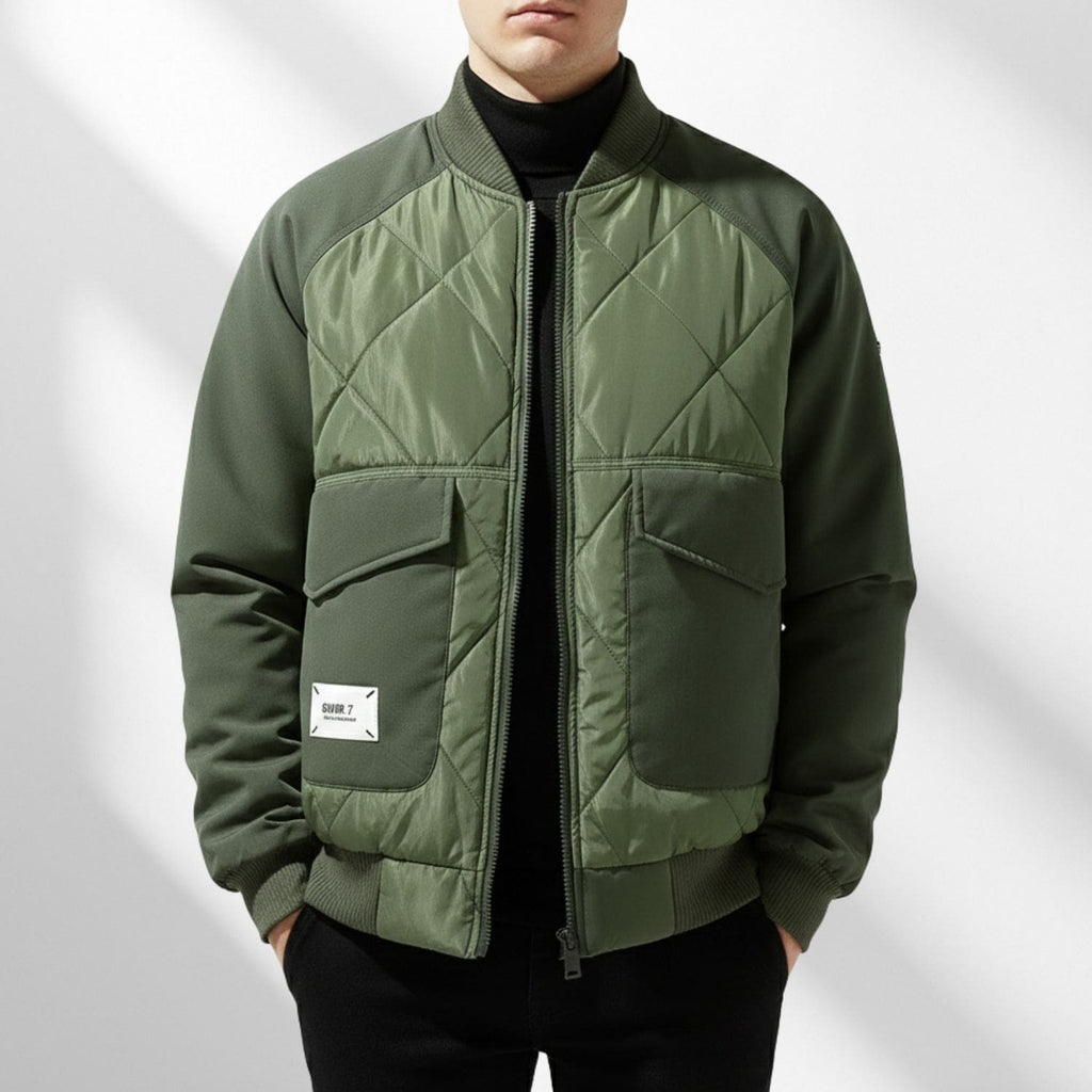 Leon Men’s Quilted Bomber Jacket – Diamond-Quilted Lightweight Jacket