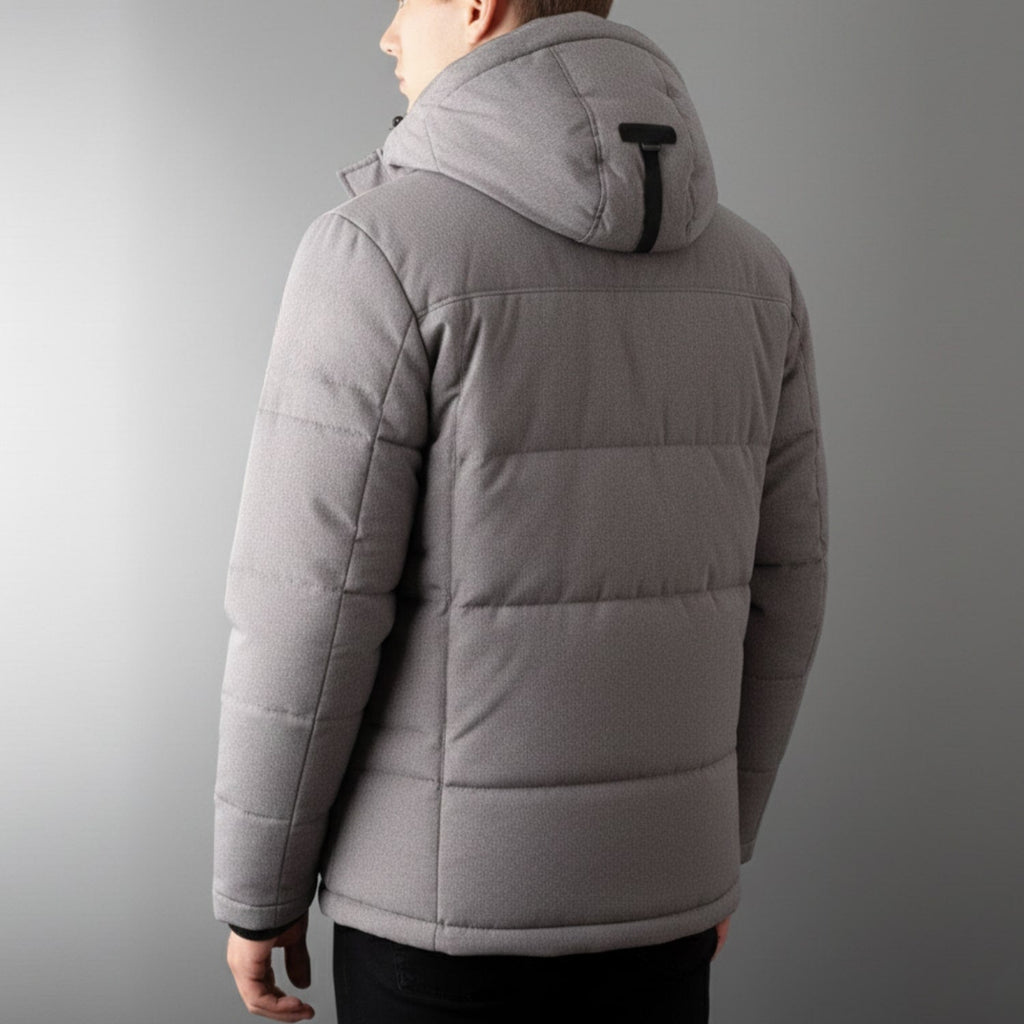 Marko Men’s Puffer Jacket – White Duck DownJacket with Water-Resistant Shell & Detachable Hood
