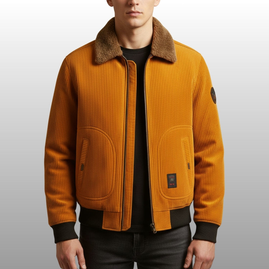 Simon Men's Corduroy Jacket – Heavyweight Sherpa-Lined Jacket with Bomber Fit