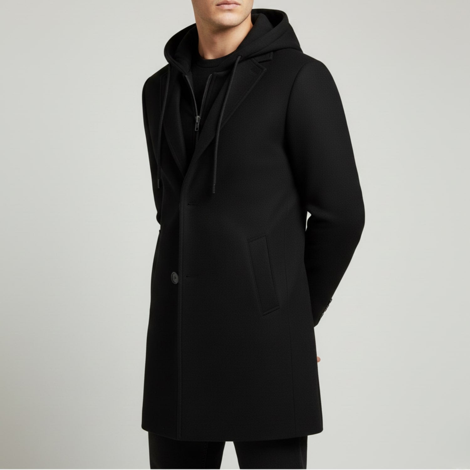 Nicolas Men’s Hooded Wool Coat – Premium Textured Winter Outerwear