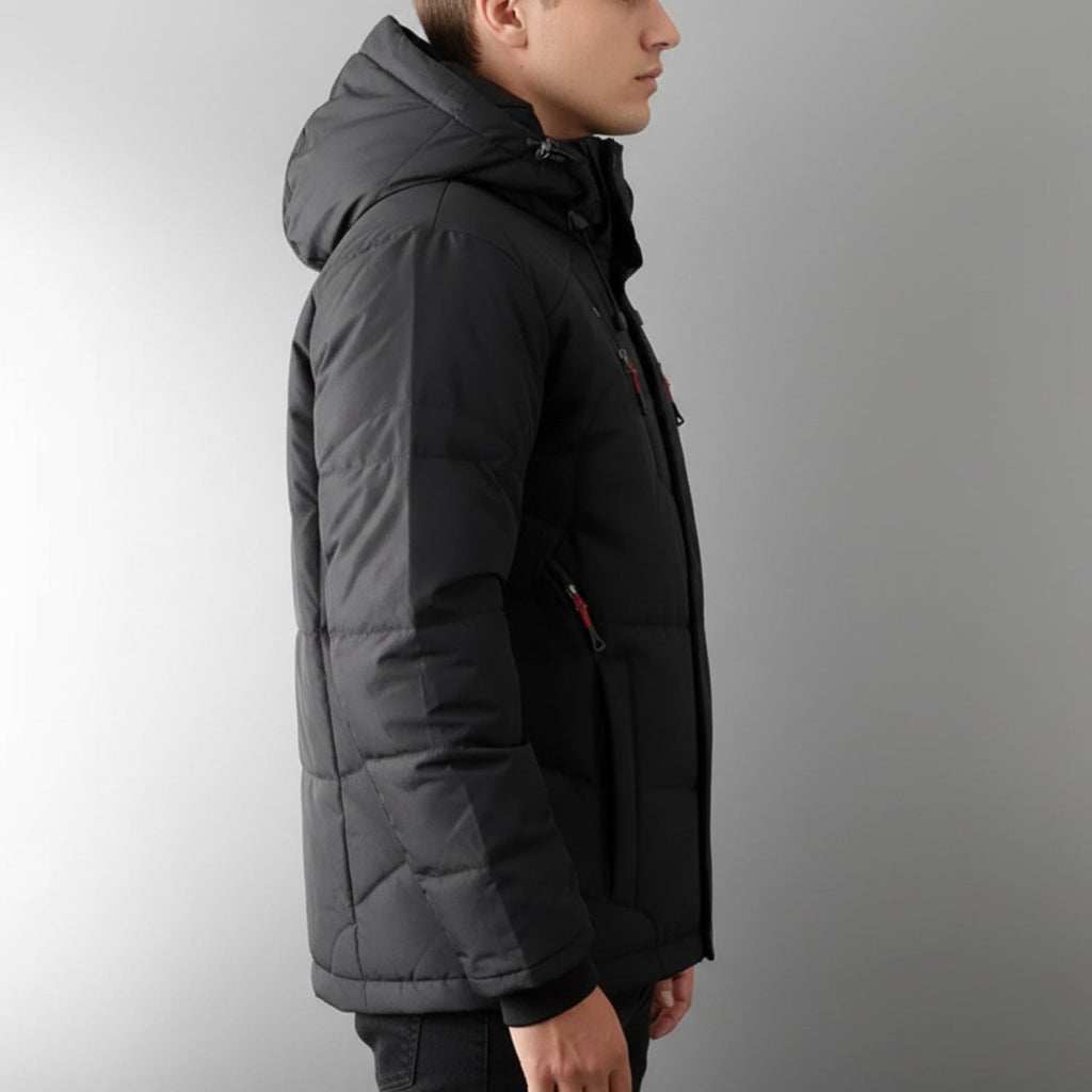 Marko Men’s Puffer Jacket – White Duck DownJacket with Water-Resistant Shell & Detachable Hood