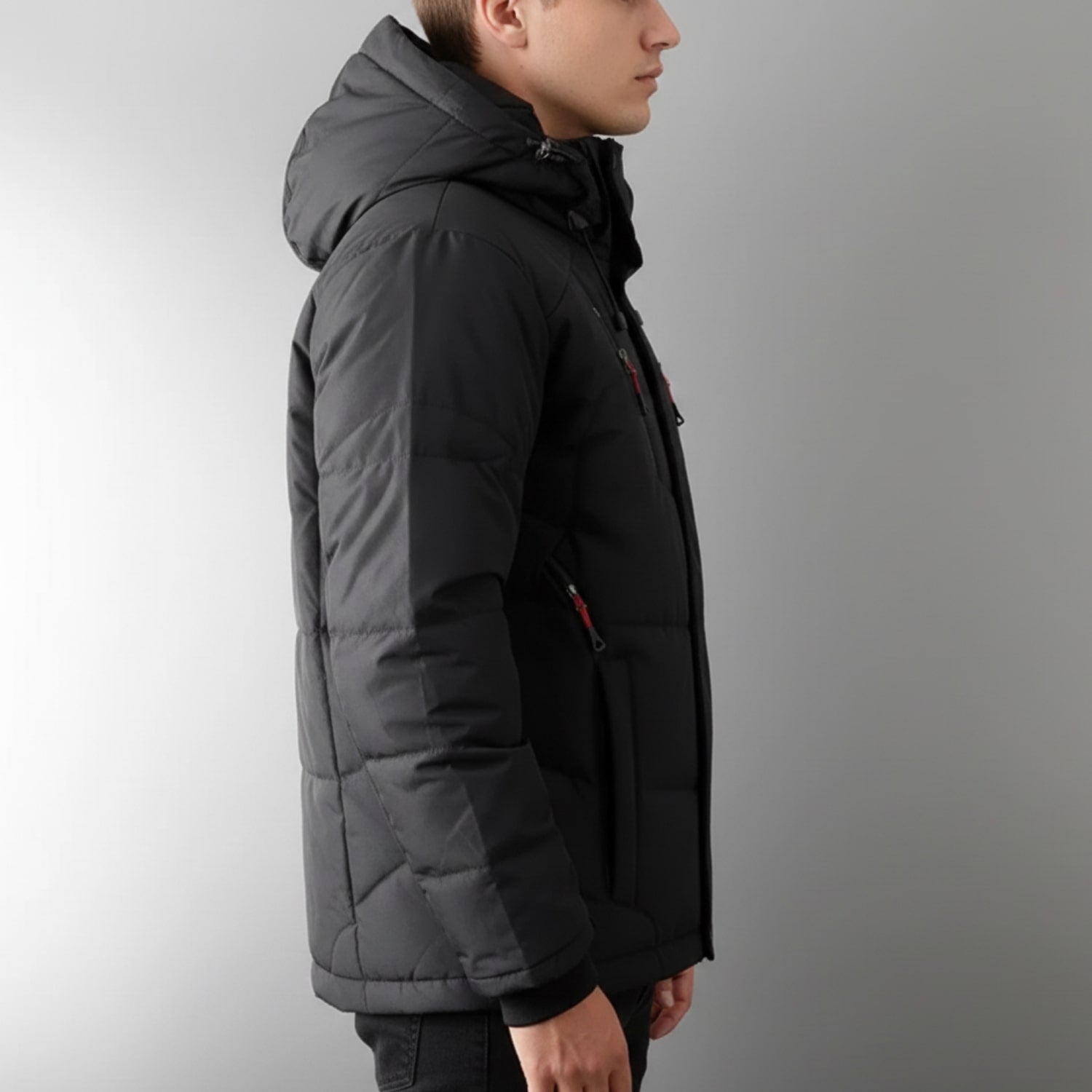 Marko Men’s Puffer Jacket – White Duck DownJacket with Water-Resistant Shell & Detachable Hood