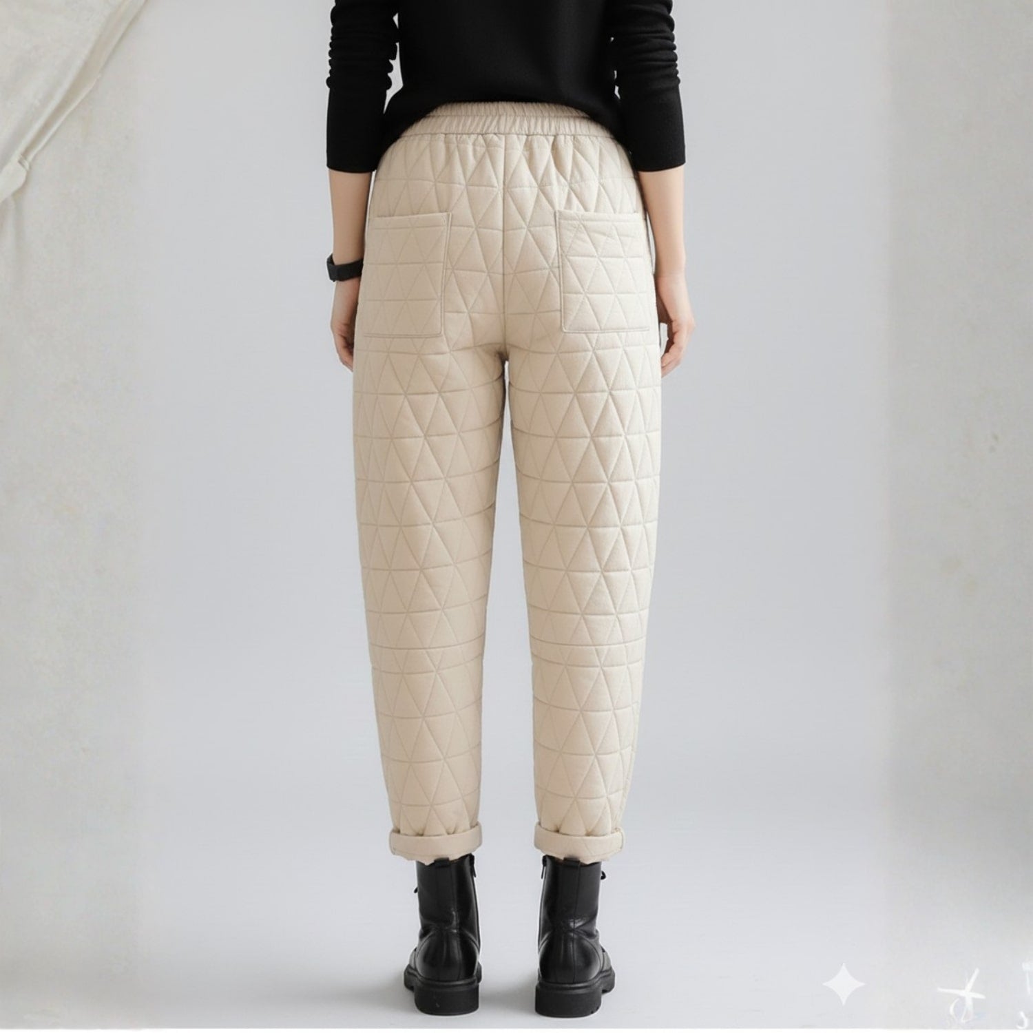 Sara Women’s Quilted Jogger Pants – Diamond Padded Thermal Cotton Pants