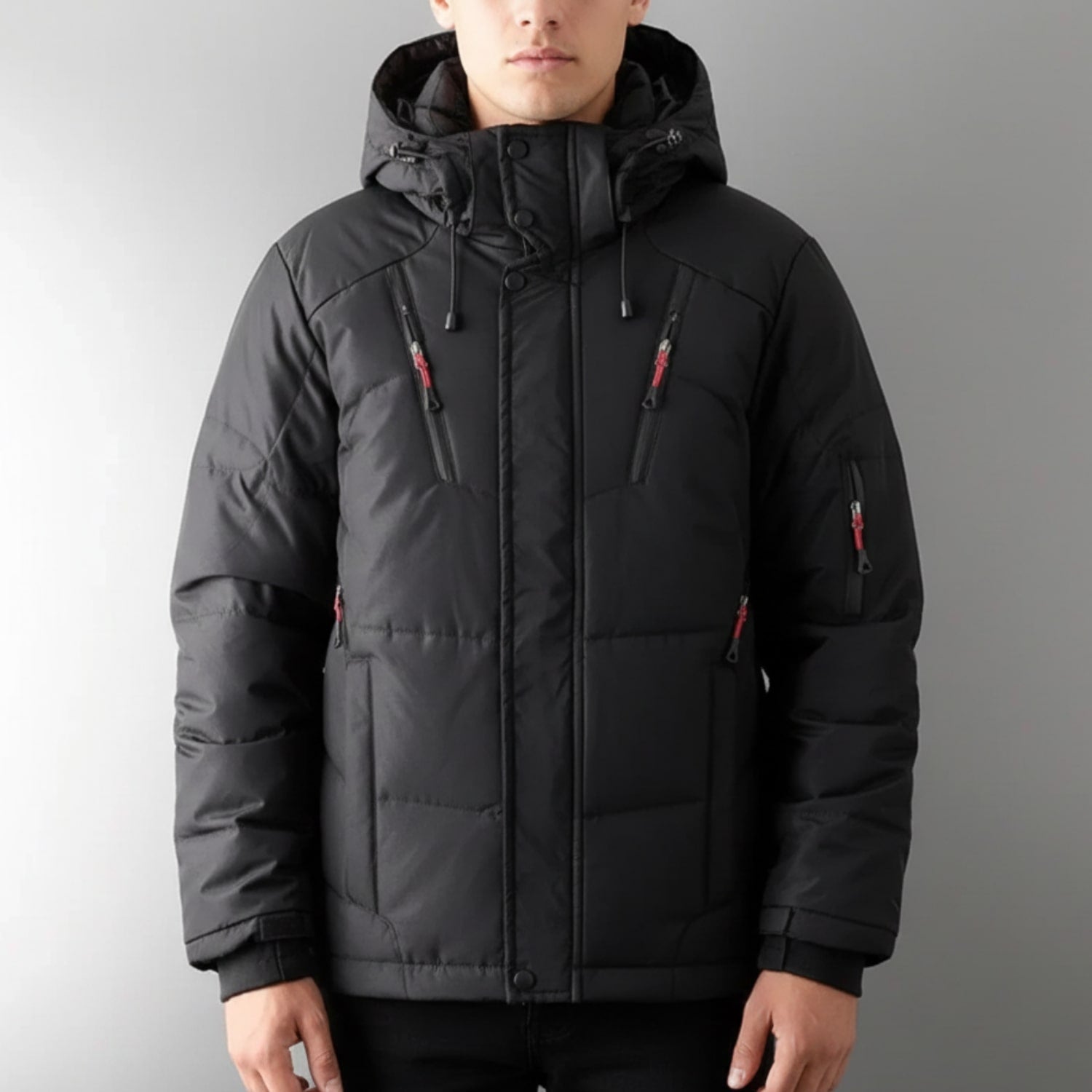 Marko Men’s Puffer Jacket – White Duck DownJacket with Water-Resistant Shell & Detachable Hood