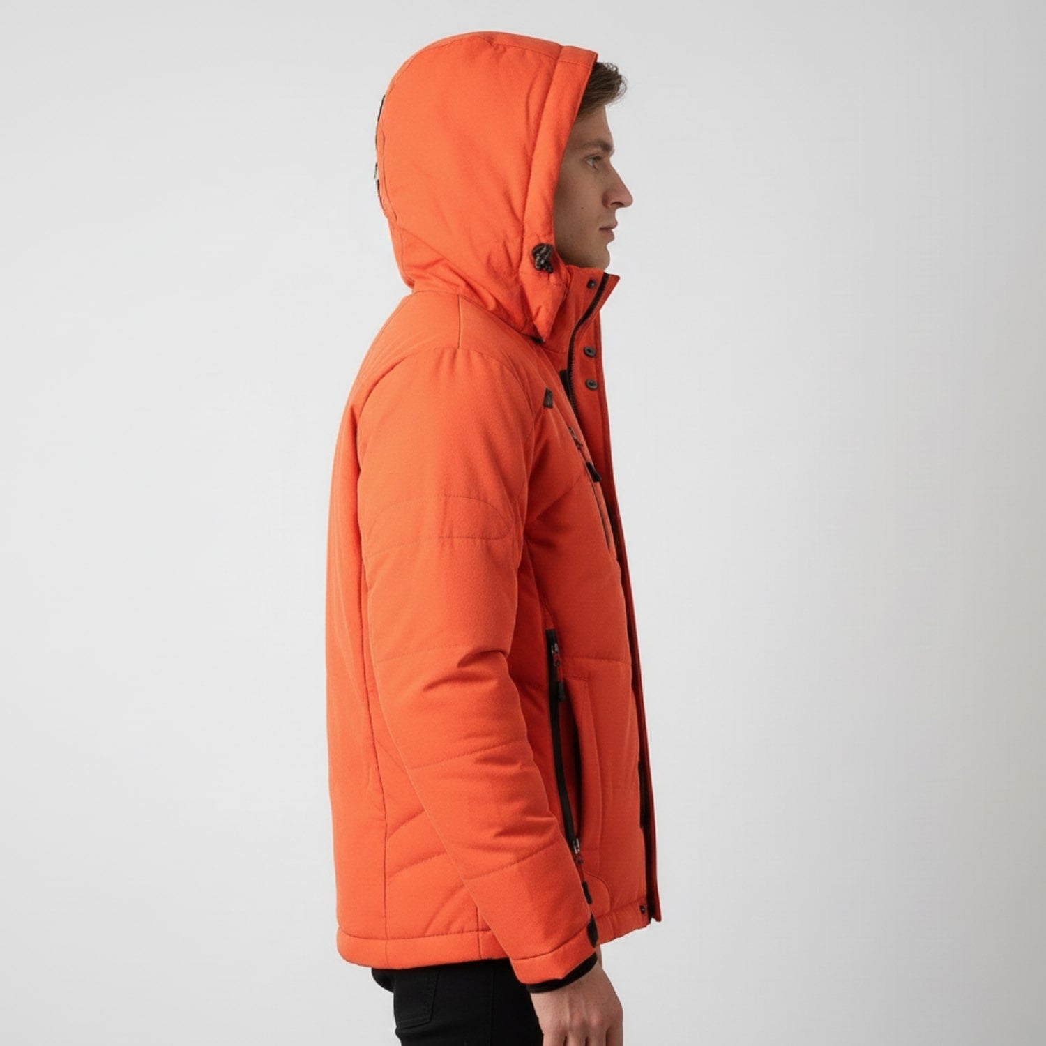 Marko Men’s Puffer Jacket – White Duck DownJacket with Water-Resistant Shell & Detachable Hood