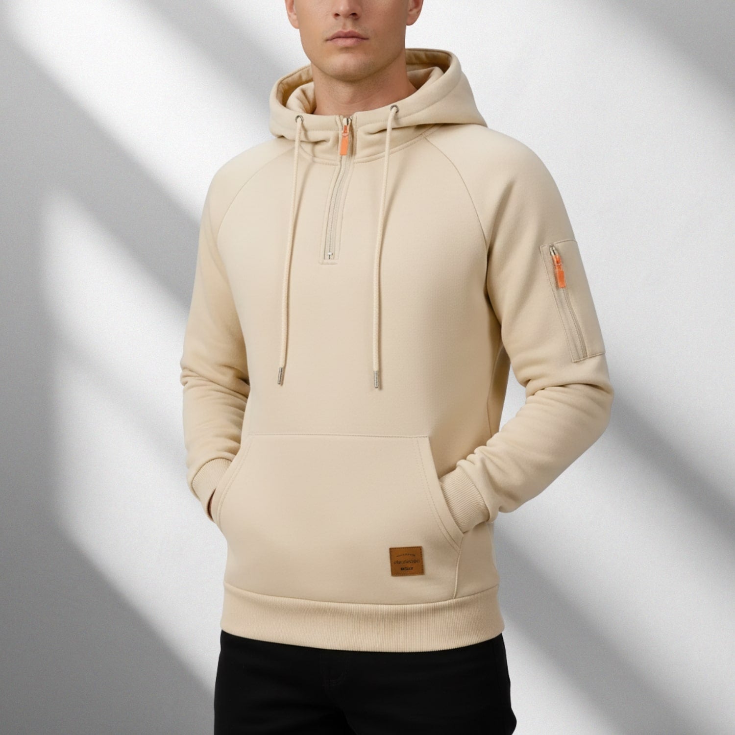 Adem Men's Zip-Up Hoodie – Heavyweight Cotton Blend Pullover with Multi-Pocket Design