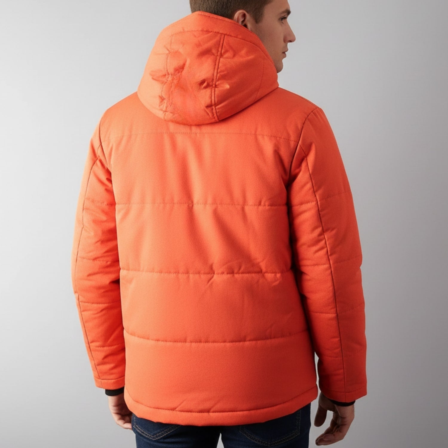 Marko Men’s Puffer Jacket – White Duck DownJacket with Water-Resistant Shell & Detachable Hood