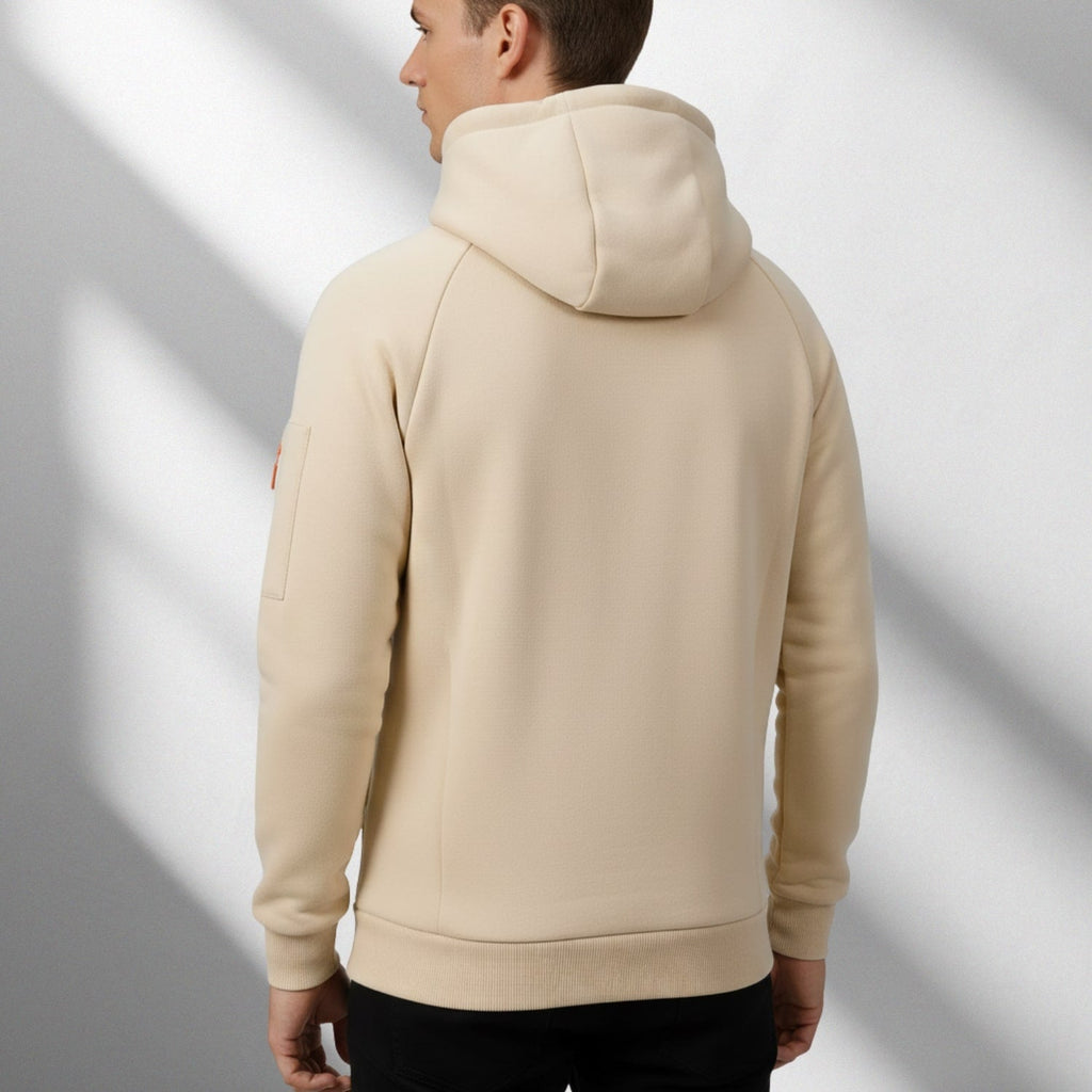 Adem Men's Zip-Up Hoodie – Heavyweight Cotton Blend Pullover with Multi-Pocket Design