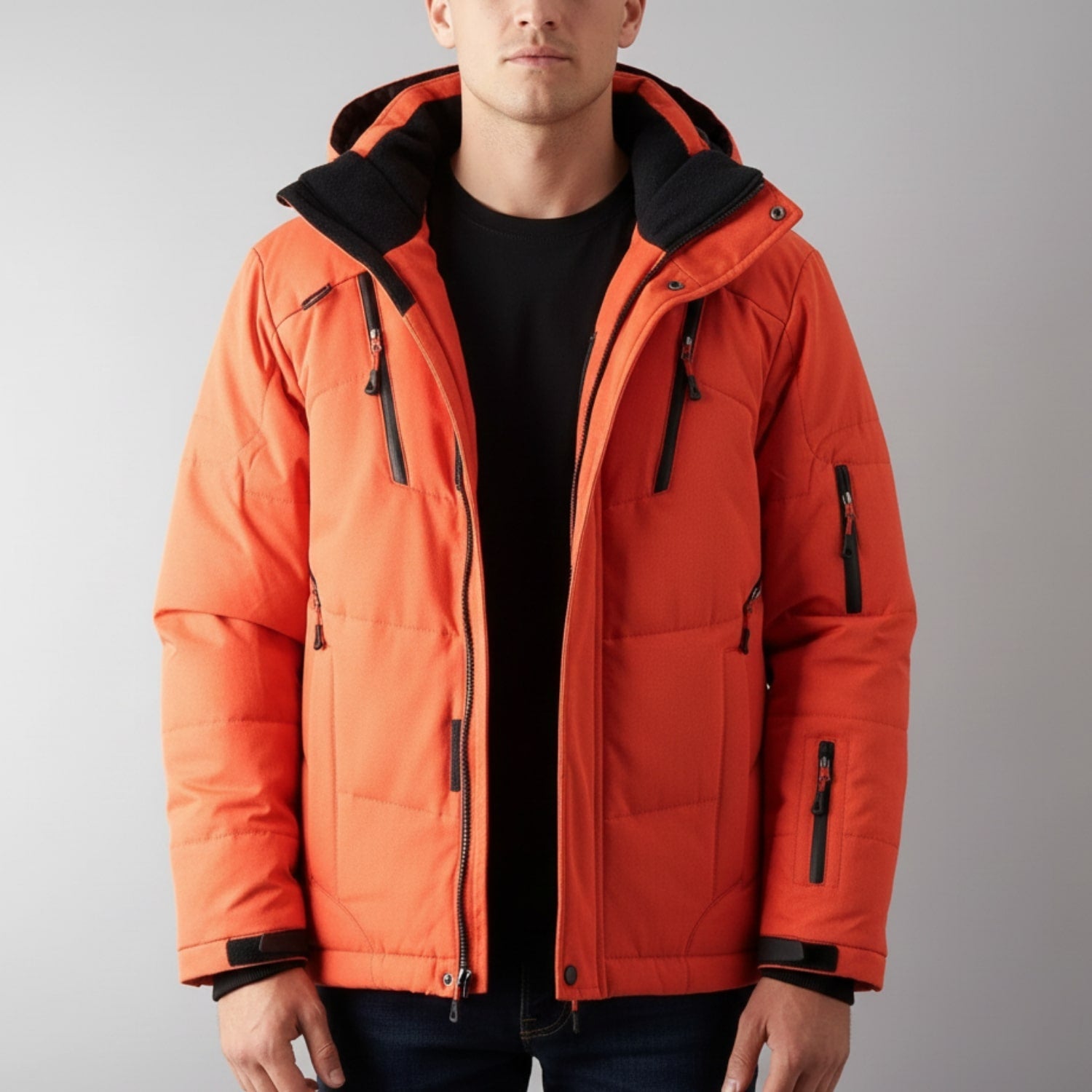 Marko Men’s Puffer Jacket – White Duck DownJacket with Water-Resistant Shell & Detachable Hood