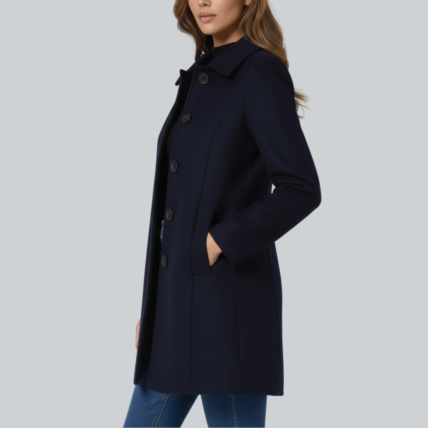 Petra Women’s Winter Trench Coat – Single-Breasted Fit & Flare Jacket