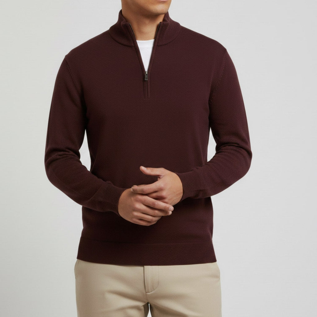 Jonas Men’s Quarter-Zip Sweater – Cotton Knit Pullover for Layered Comfort