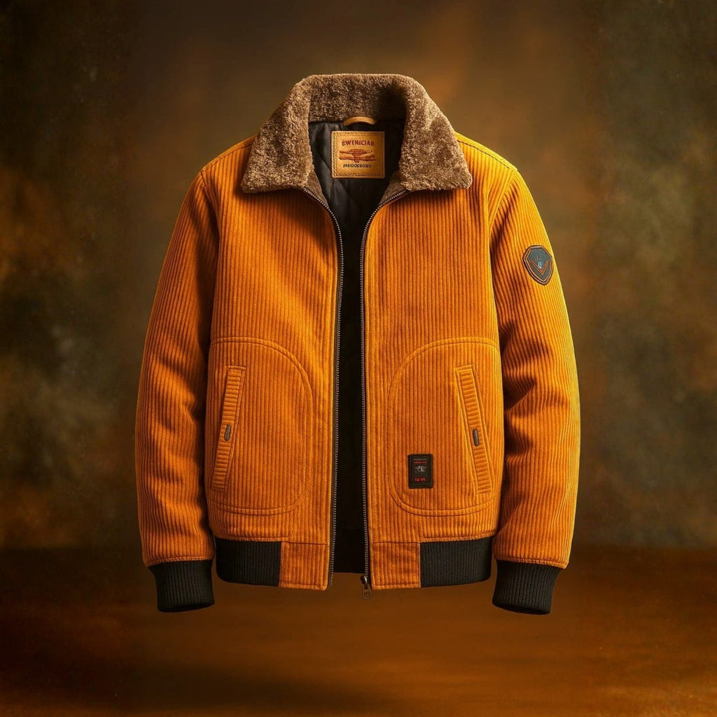Simon Men's Corduroy Jacket – Heavyweight Sherpa-Lined Jacket with Bomber Fit
