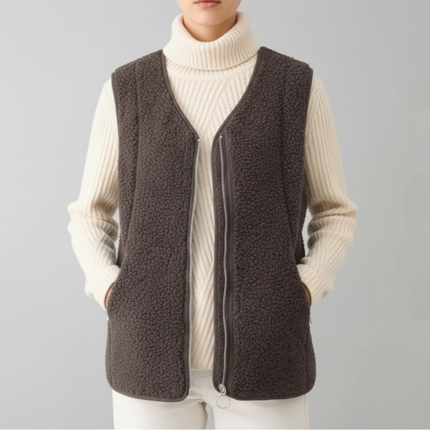 Estelle Women’s Fleece Vest – Plush Shearling Vest Lightweight Layer