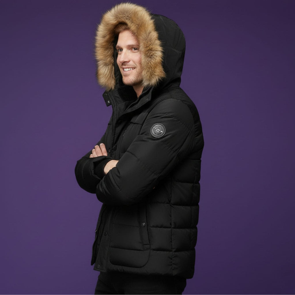 Santiago Men’s Hooded Jacket – Thick Fleece-Lined Winter Coat with Cotton Shell