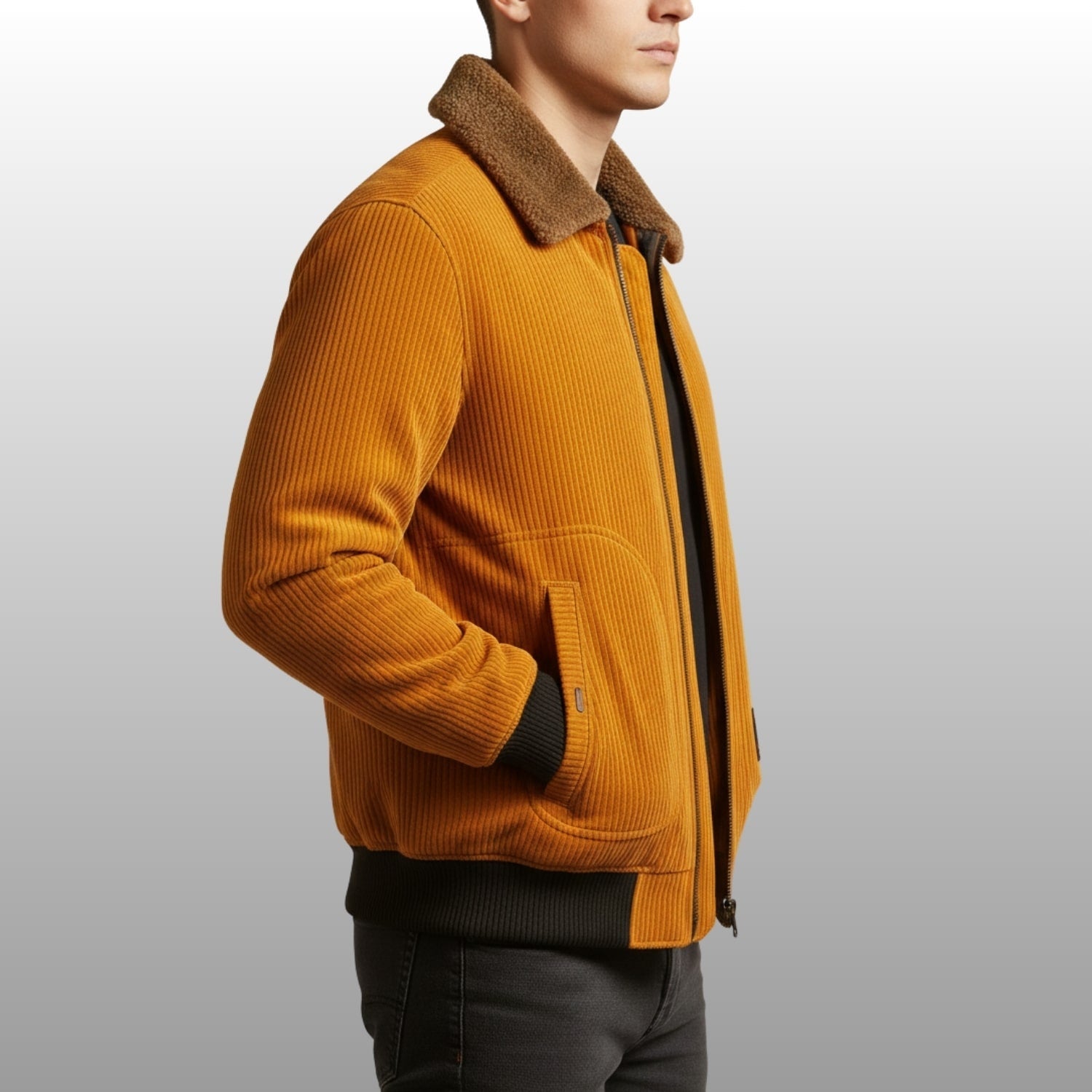 Simon Men's Corduroy Jacket – Heavyweight Sherpa-Lined Jacket with Bomber Fit