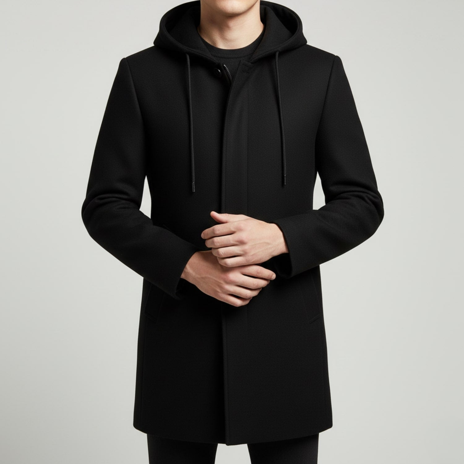 Nicolas Men’s Hooded Wool Coat – Premium Textured Winter Outerwear