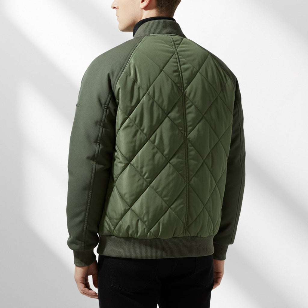 Leon Men’s Quilted Bomber Jacket – Diamond-Quilted Lightweight Jacket