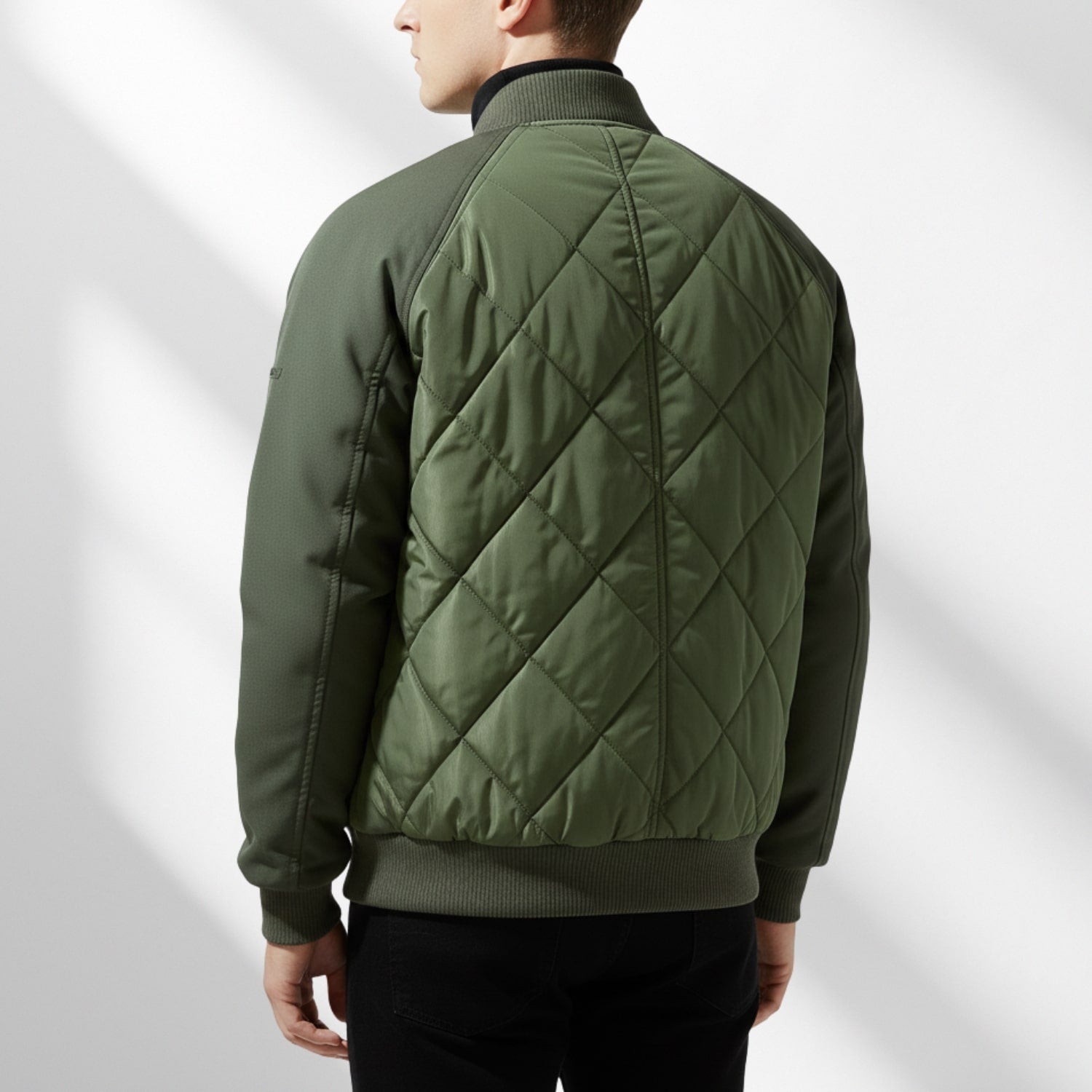 Leon Men’s Quilted Bomber Jacket – Diamond-Quilted Lightweight Jacket