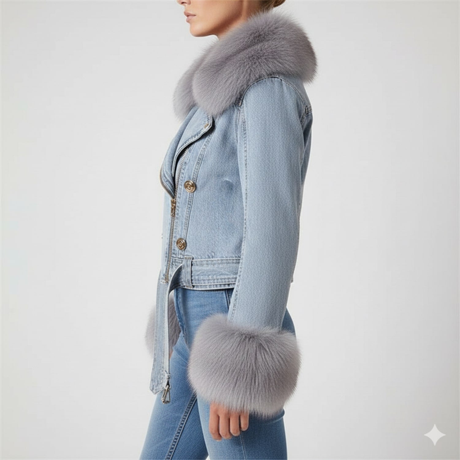 Zara Women's Denim Jacket – Soft Lined Women’s Jacket with Warm Fur Collar & Cuffs