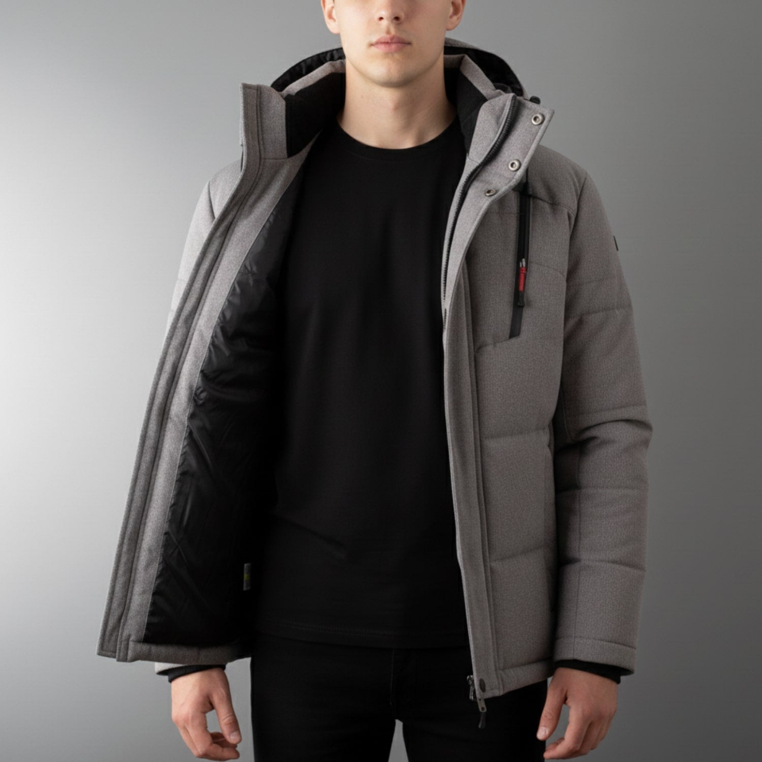 Marko Men’s Puffer Jacket – White Duck DownJacket with Water-Resistant Shell & Detachable Hood