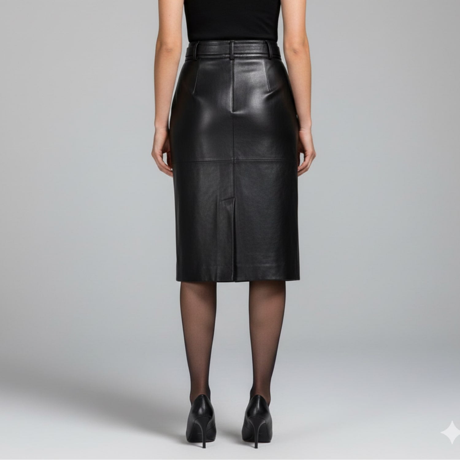 Gabrielle Women's Leather Skirt – High-Waist Asymmetrical Leather Pencil Skirt