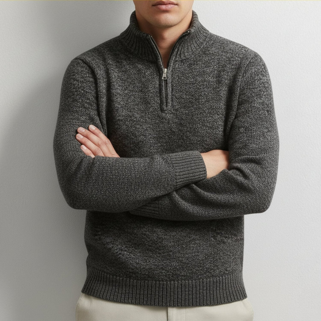 Jonas Men’s Quarter-Zip Sweater – Cotton Knit Pullover for Layered Comfort