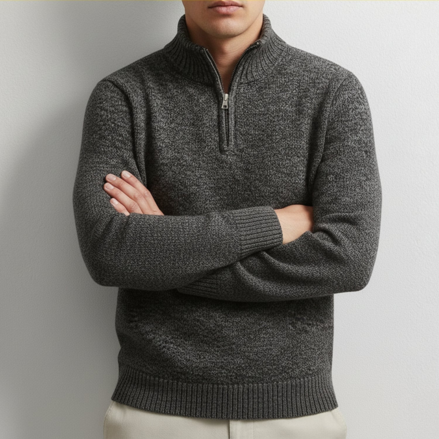 Jonas Men’s Quarter-Zip Sweater – Cotton Knit Pullover for Layered Comfort