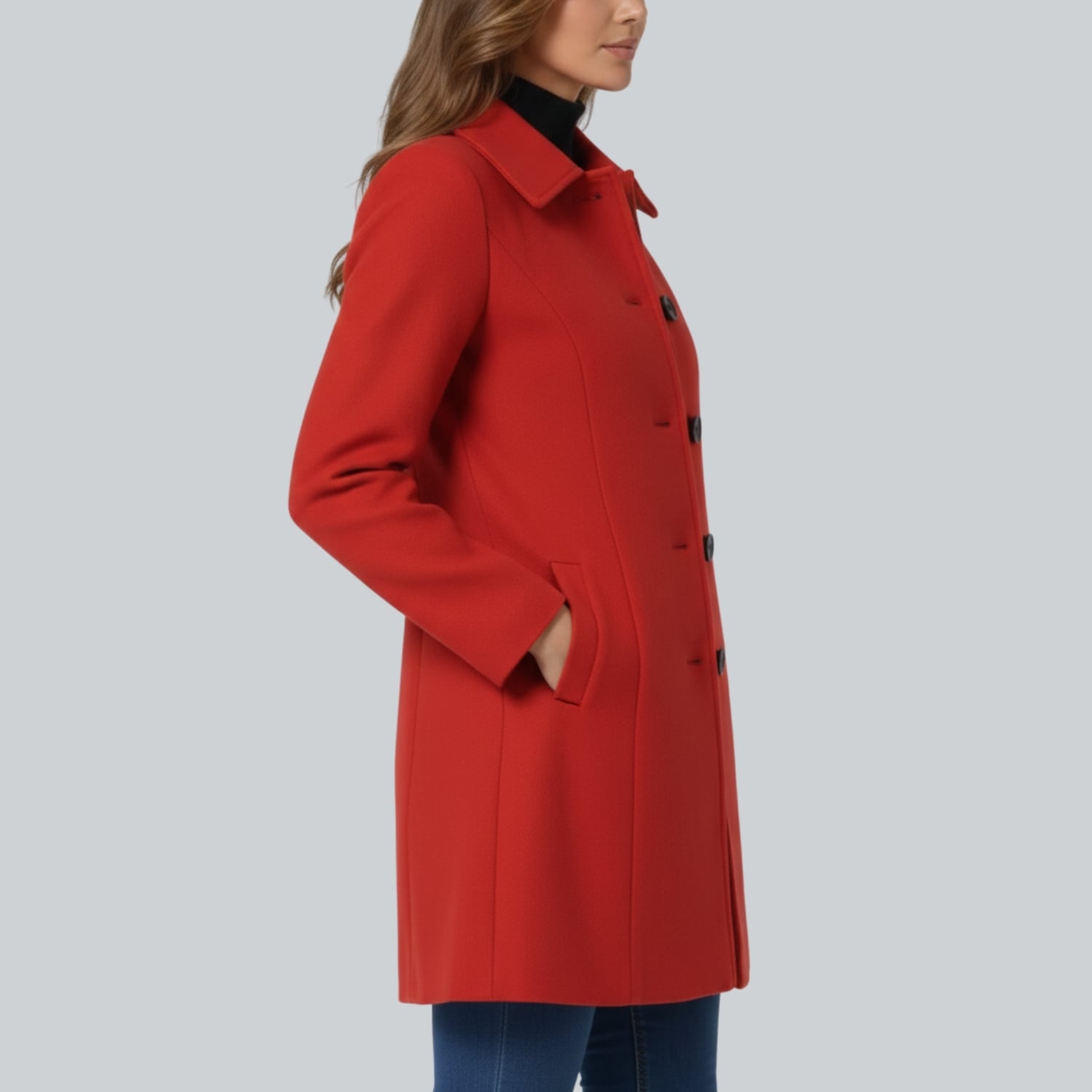 Petra Women’s Winter Trench Coat – Single-Breasted Fit & Flare Jacket