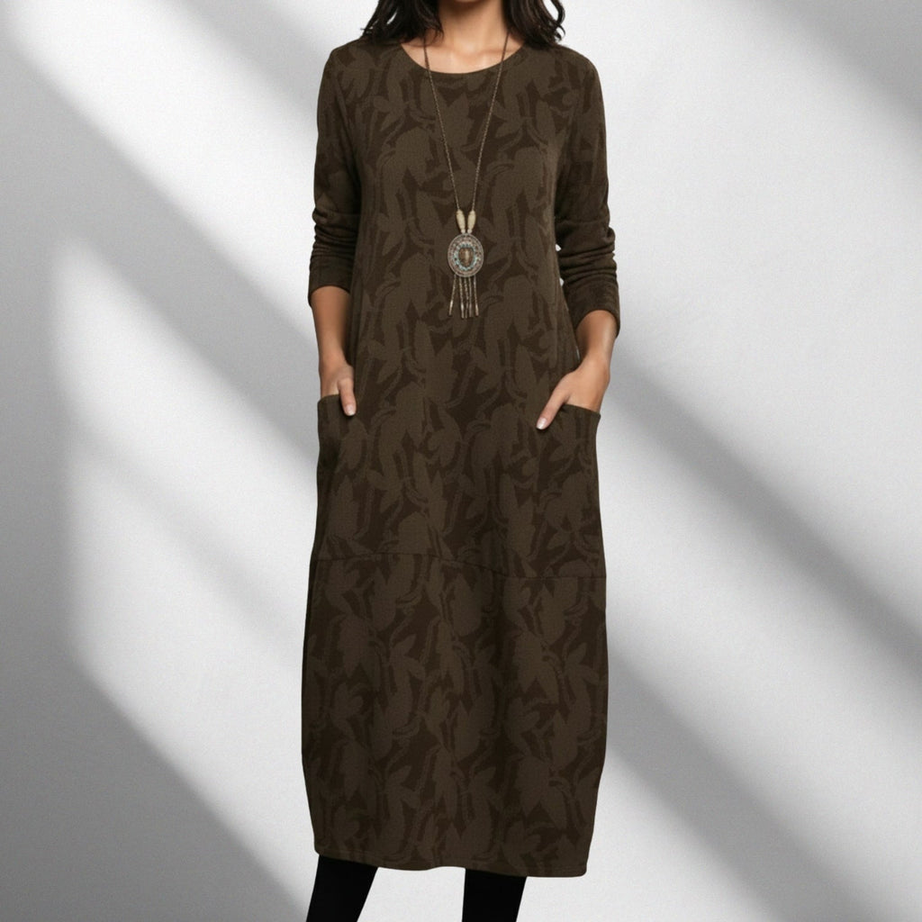 Freya Women's Long-Sleeve Winter Dress – Soft Knit Fabric Sweater Dress with Flattering Silhouette