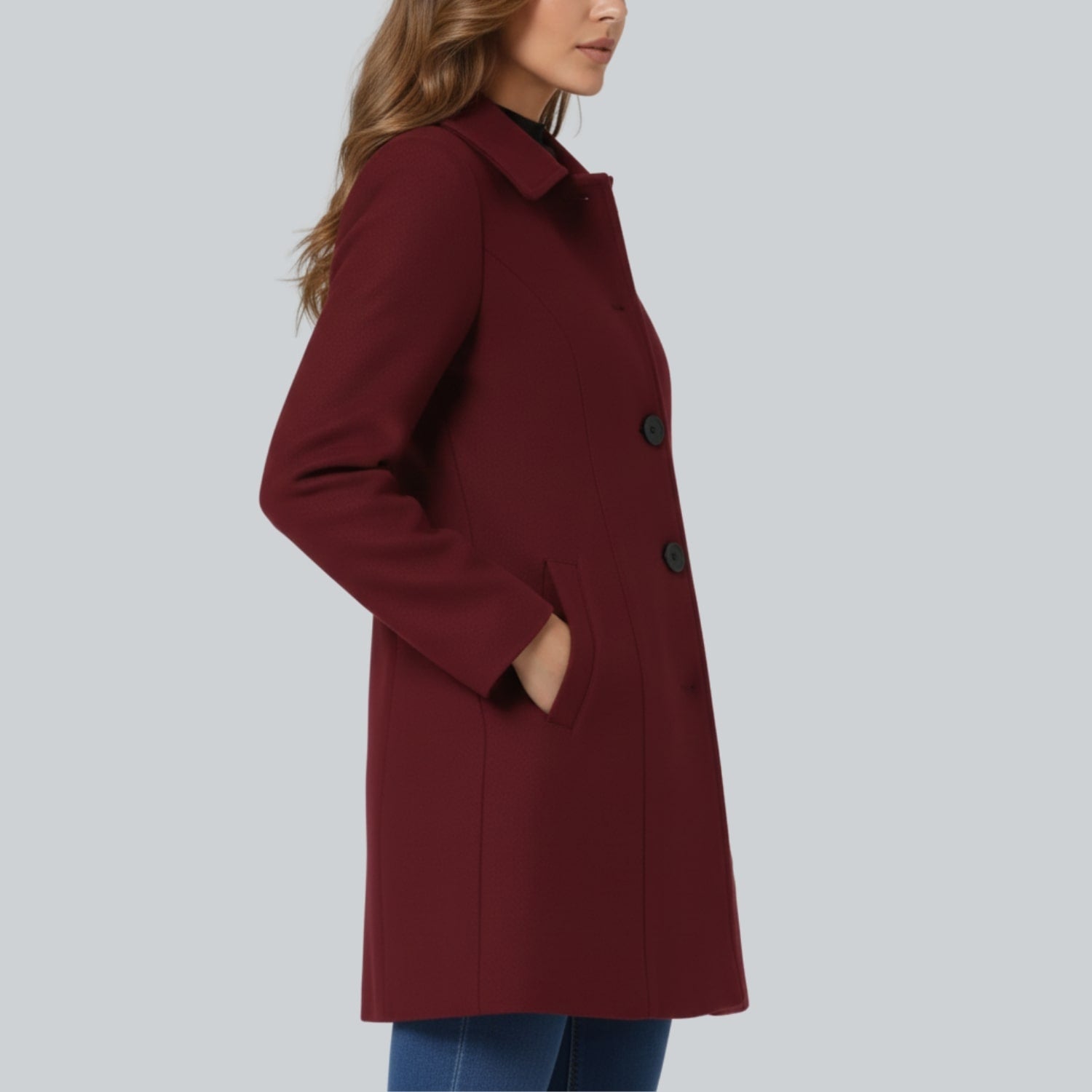 Petra Women’s Winter Trench Coat – Single-Breasted Fit & Flare Jacket