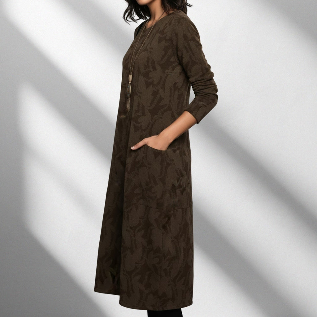 Freya Women's Long-Sleeve Winter Dress – Soft Knit Fabric Sweater Dress with Flattering Silhouette