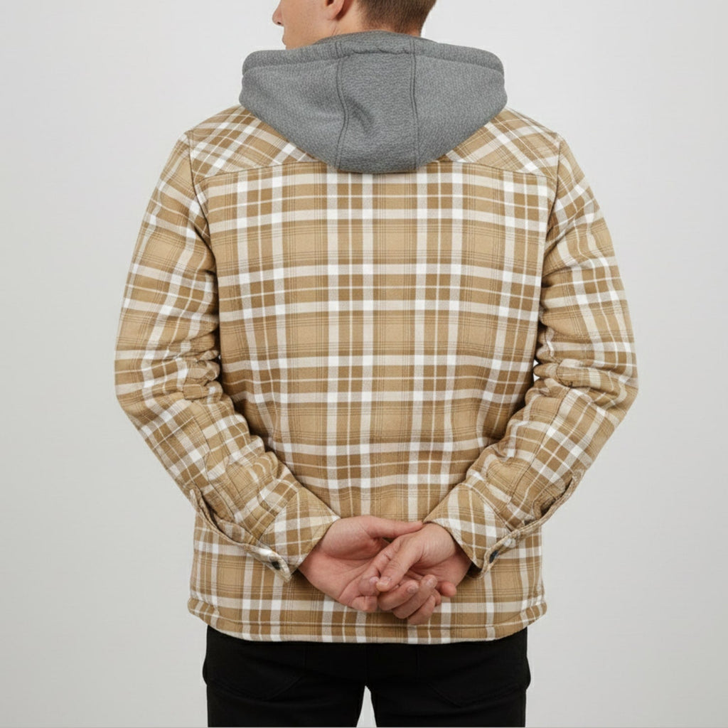 Florent Men’s Hoodie Jacket – Sherpa-Lined Flannel Hoodie for Winter Wear
