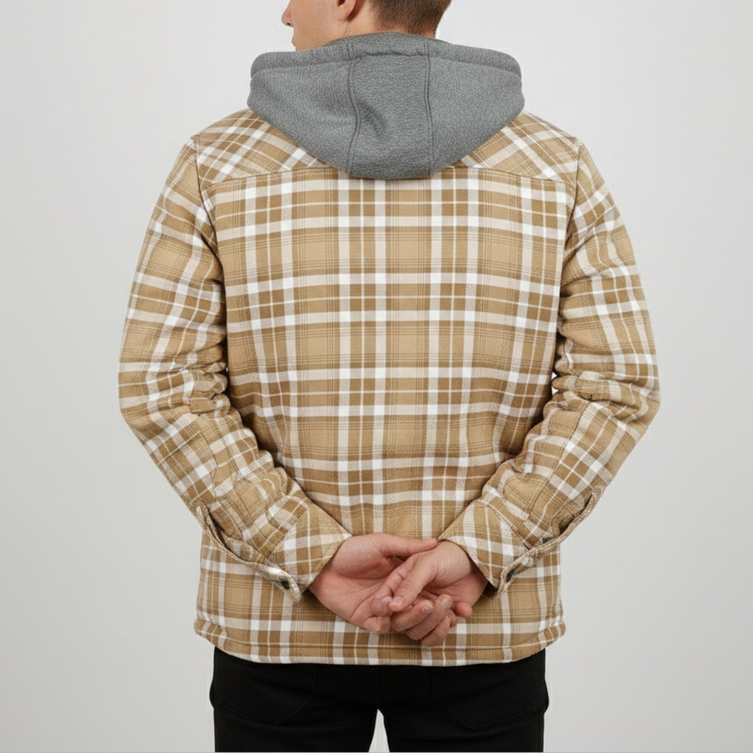 Florent Men’s Hoodie Jacket – Sherpa-Lined Flannel Hoodie for Winter Wear