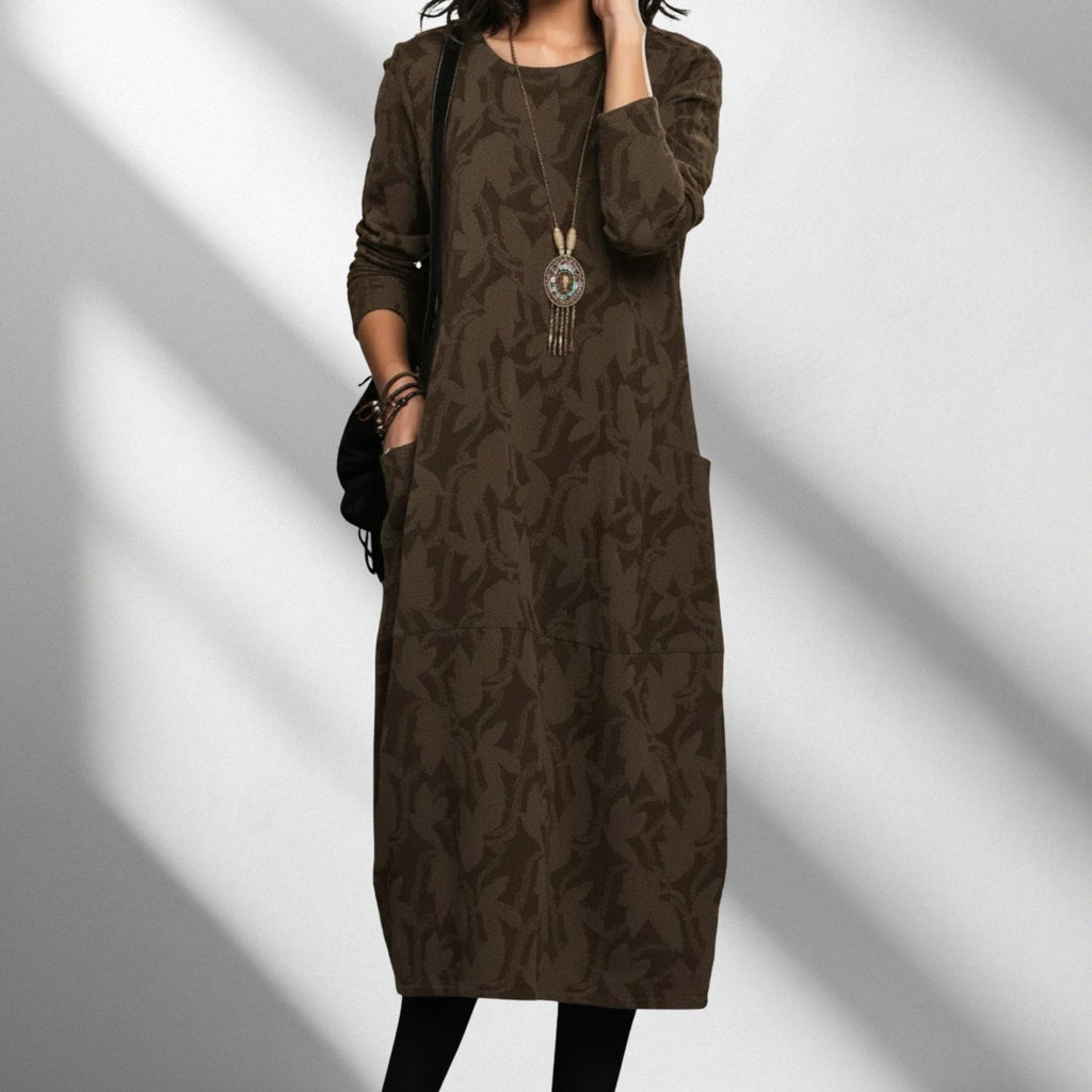 Freya Women's Long-Sleeve Winter Dress – Soft Knit Fabric Sweater Dress with Flattering Silhouette