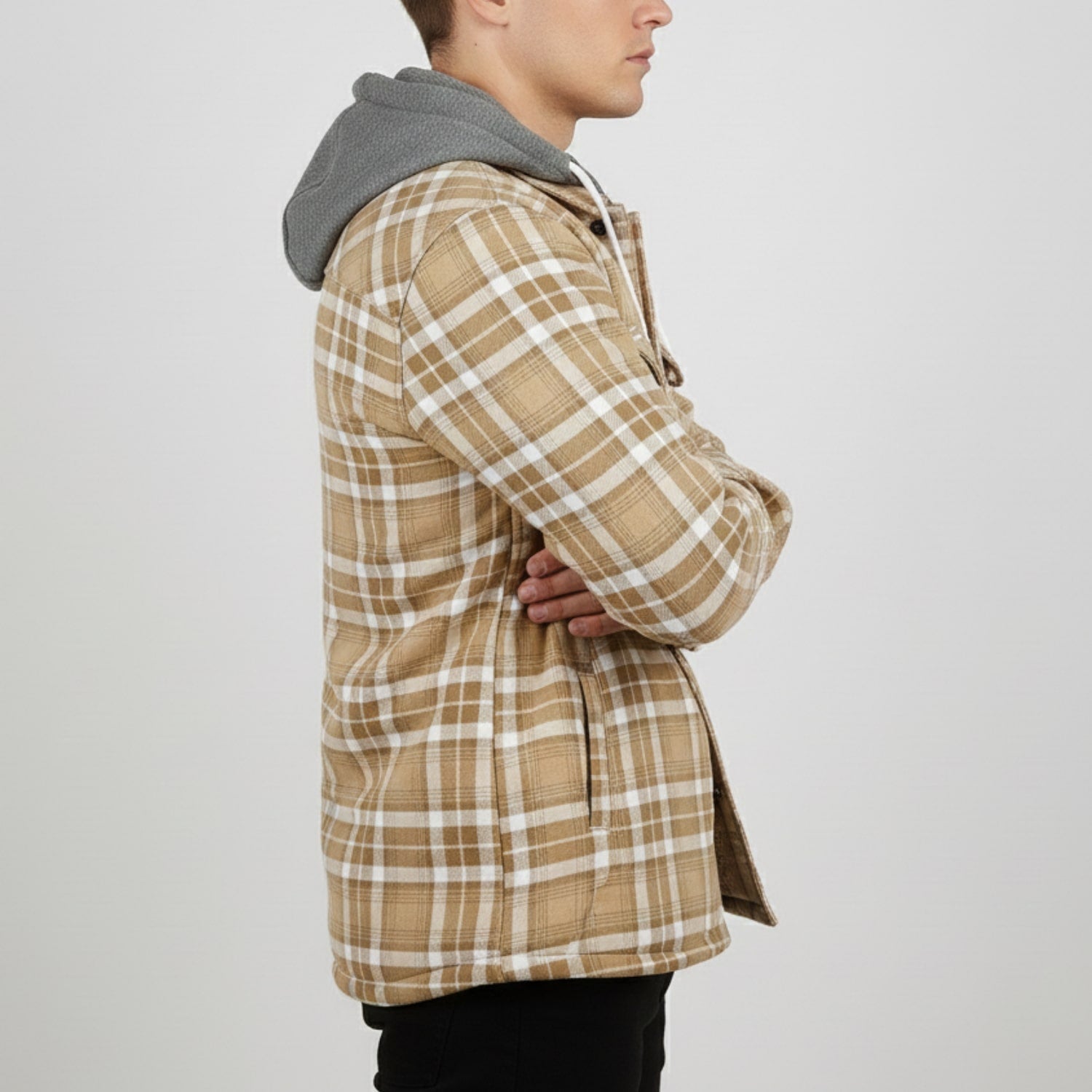 Florent Men’s Hoodie Jacket – Sherpa-Lined Flannel Hoodie for Winter Wear