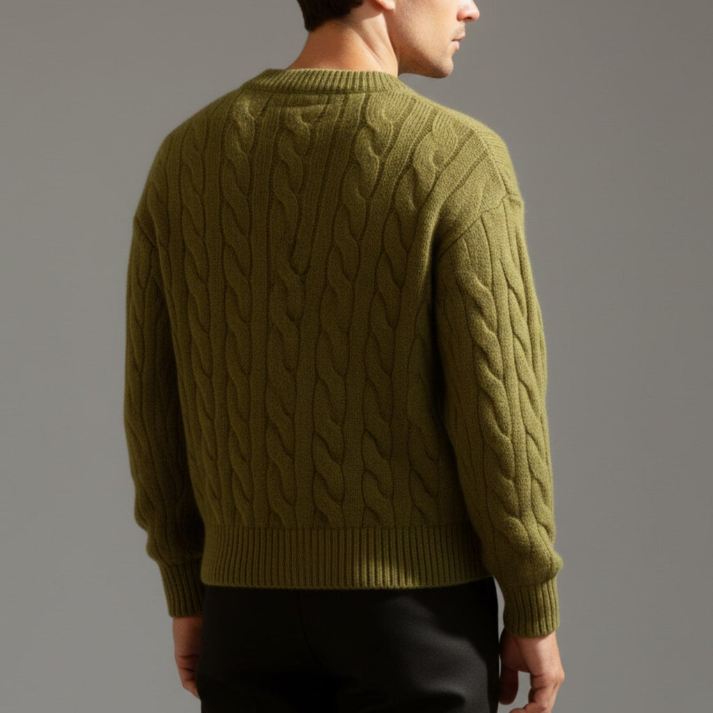 Anton Men’s Cardigan – Cable Knit Cardigan with Classic Button-Up Style