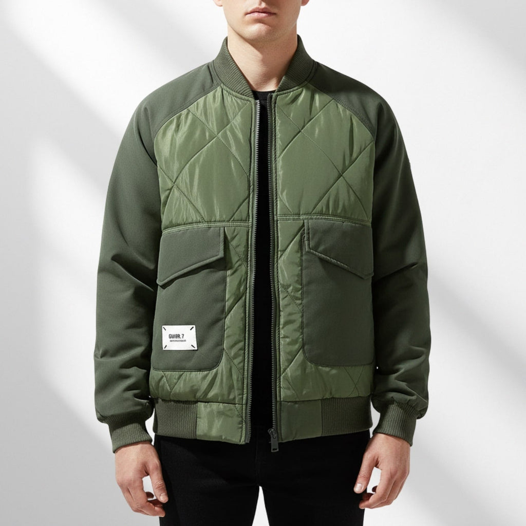 Leon Men’s Quilted Bomber Jacket – Diamond-Quilted Lightweight Jacket