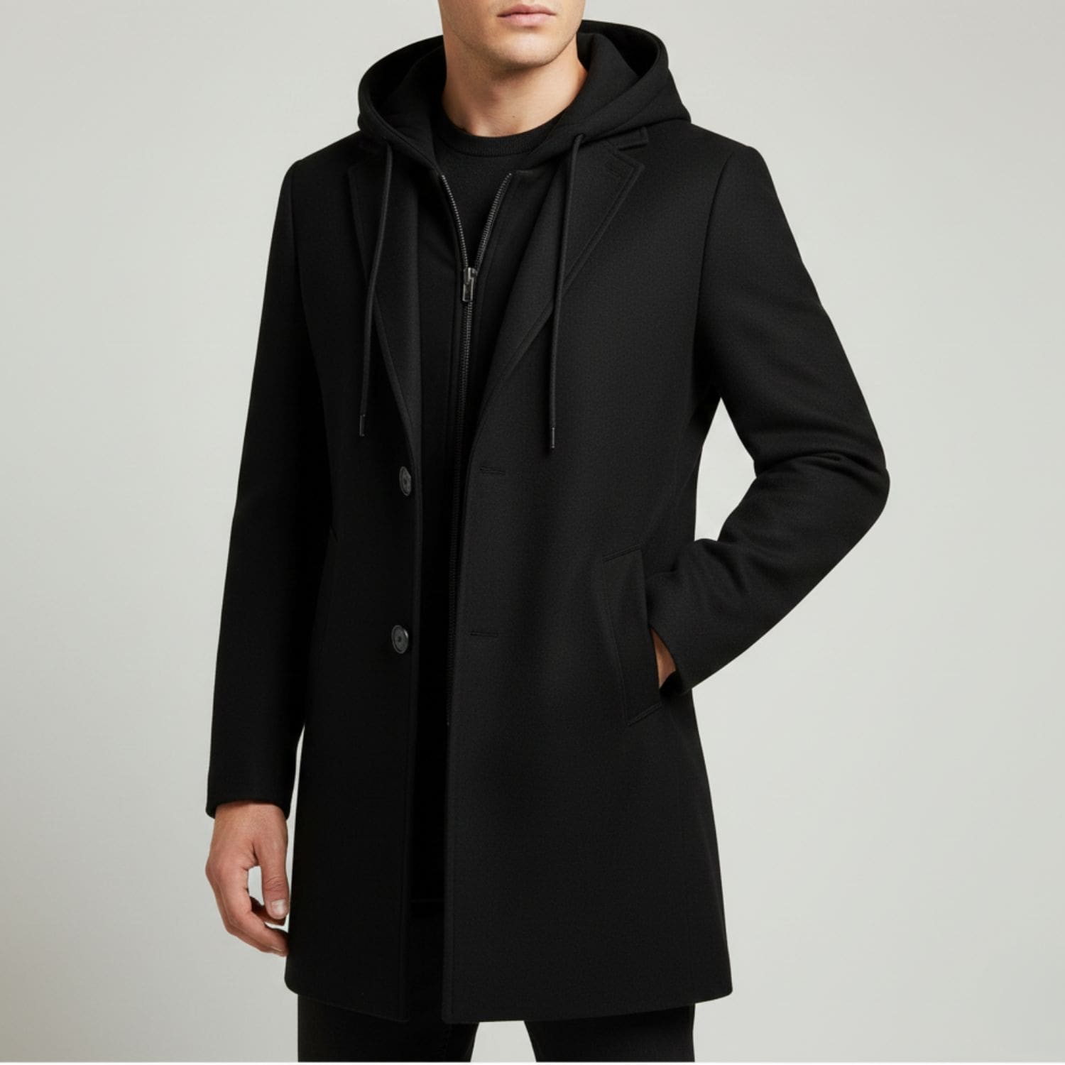 Nicolas Men’s Hooded Wool Coat – Premium Textured Winter Outerwear